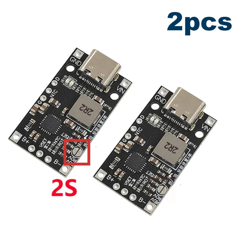 Type-C USB 2S 3S Lithium Battery Charger Module 15W with Balance Support QC Fast Charge 8.4V 12.6V 1.5A Boost Converter
