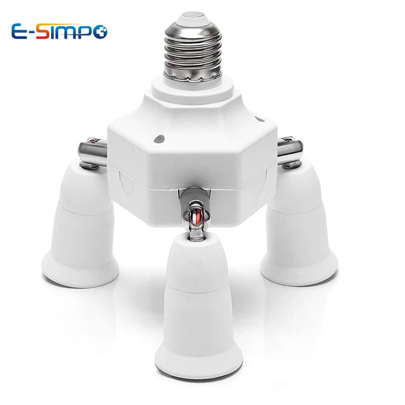 1pc E26 E27 to 4E27 7E27 Adjustable Rotatable Screw Led Lamp CFL Bulb Base Holder Light Socket Adapter Converter Splitter