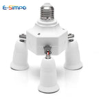 1pc E26 E27 to 4E27 7E27 Adjustable Rotatable Screw Led Lamp CFL Bulb Base Holder Light Socket Adapter Converter Splitter