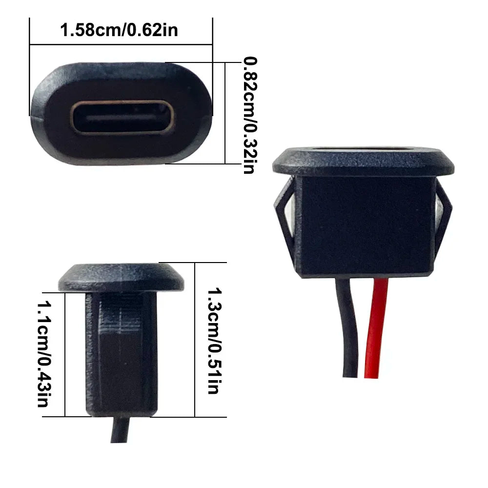 1~10PCS USB Type-C Waterproof USB Connector Direct compression female base Female Socket Charging Interface With Welding Wire