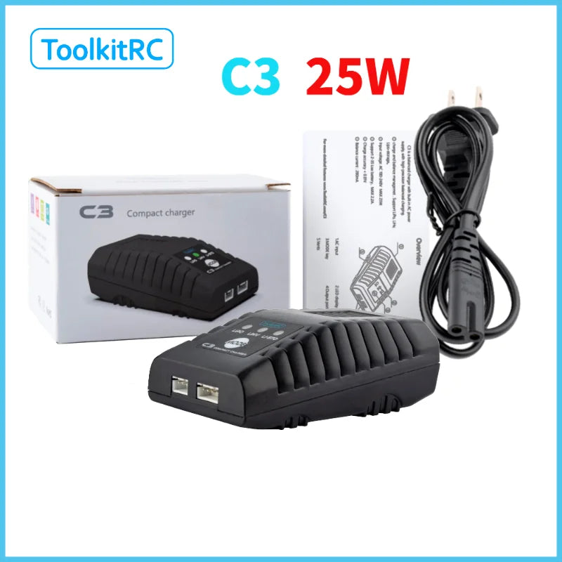 ToolkitRC C3 Balance Charger 2S 3S 25W LiPo LiHv RC Model Simple Universal Charger for FPV RC Model