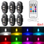2/4/6/8 pcs LED Aircraft Strobe Lights Remote Control 8 Colors Anti-Collision LED Lights for Car Motorcycle Drone Aircraft Bike