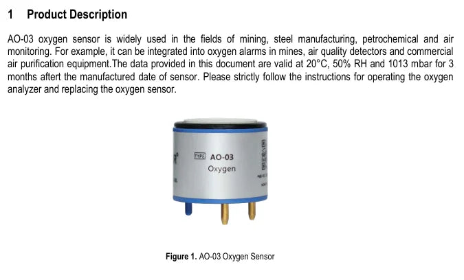 AO-02 AO-03 AO-06 AO-07 AO-08 AO-09 Oxygen Gas Sensor