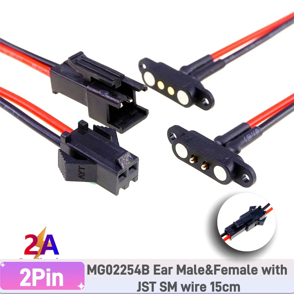 1 Set 2A 3A JST SM Plug DC Magnetic Pogo Pin Connector 2 3 4 5 6 Pin Male Female 2.54 mm Socket Adapter for LED Strip Lamp