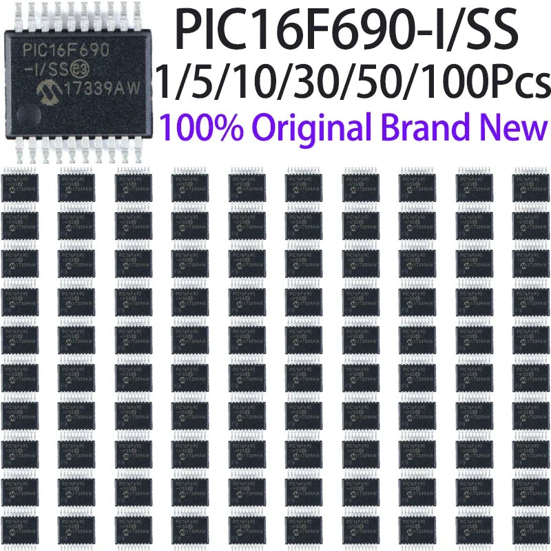 1~100Pcs PIC16F690-I/SS SSOP20 SMD 8Bit MCU 20MHz 4K Flash Microcontroller Chip For Electronic DIY And Industrial Control