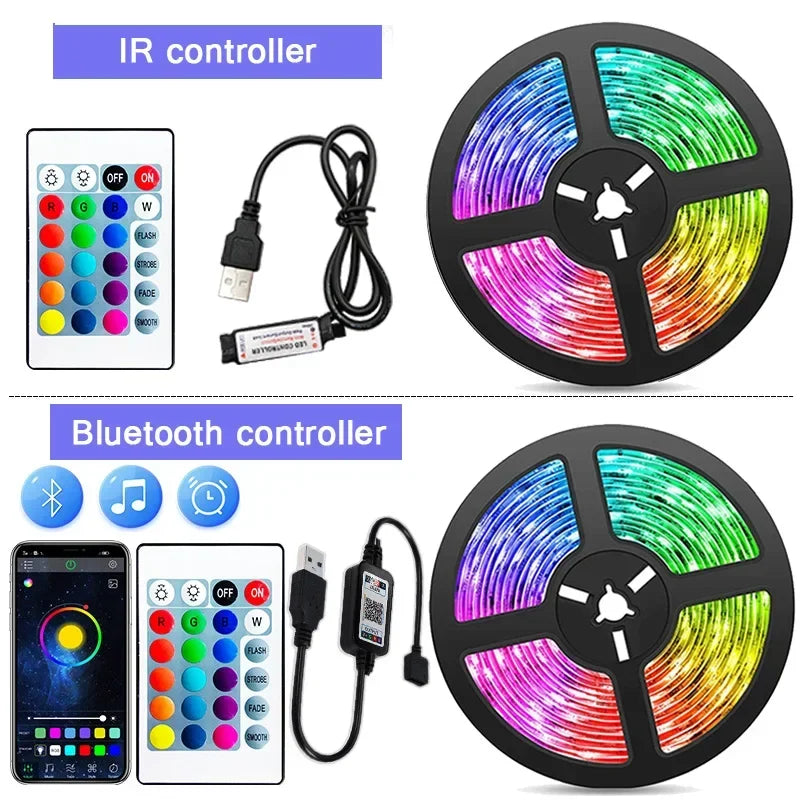 1-30M USB LED Strip Lights App Control Color Changing 5050 RGB Led Light TV Backlight Luces Led Flexible Lamp Tape for Room Deco