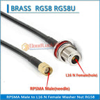 L16 N Female Waterproof Washer Nut to RP-SMA RPSMA SMA Male Female Pigtail Jumper RG58 RG-58 Extend Cable RF Connector Adapter