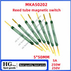 5PCS Original  MKA50202 High Power Reed Switch  Normally Open NO 5*50MM 5A 250W 250V Magnetic contact Switch Induction Sensor