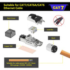 2PC RJ45 CAT6 CAT6A Cat7 CAT8 CAT 8 Connectors ToolFree Zinc Alloy Shielded 40G Ethernet Termination Plugs for 23AWG SFTP Cables