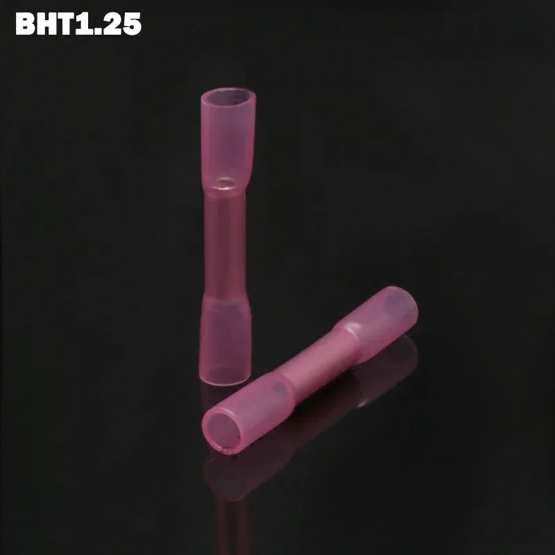 10/100Pcs Heat Shrinkable Cable Terminal Tube BHT0.5 BHT1.25 BHT2 BHT5 AWG22-10 Waterproof Butt Crimp Copper Insulated Connector
