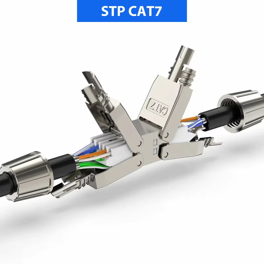Tool Free RJ45 Cable Extender Junction Adapter, CAT6A CAT7 Ethernet Coupler Network Cable Extension Connector Toolless
