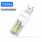 ZoeRax Cat8 Cat7 Cat6A RJ45 Connector, Tool-Free Toolless Shielded Ethernet Termination Plug for Solid Bulk S/FTP Ethernet Cable