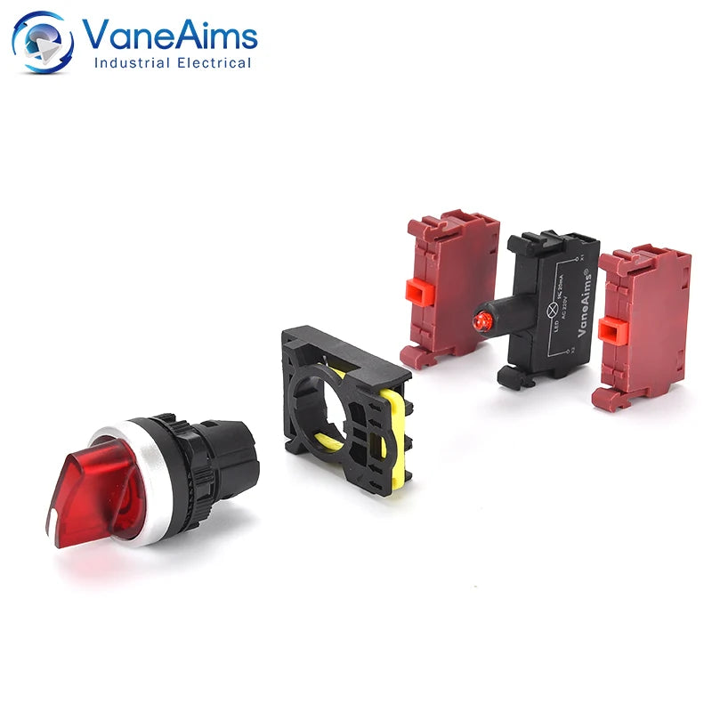 22mm LA36M Rotary Switch with LED Light 12V 24V 220V Knob Selector 2 position 3 Position Start Stop Switch On Off VaneAims