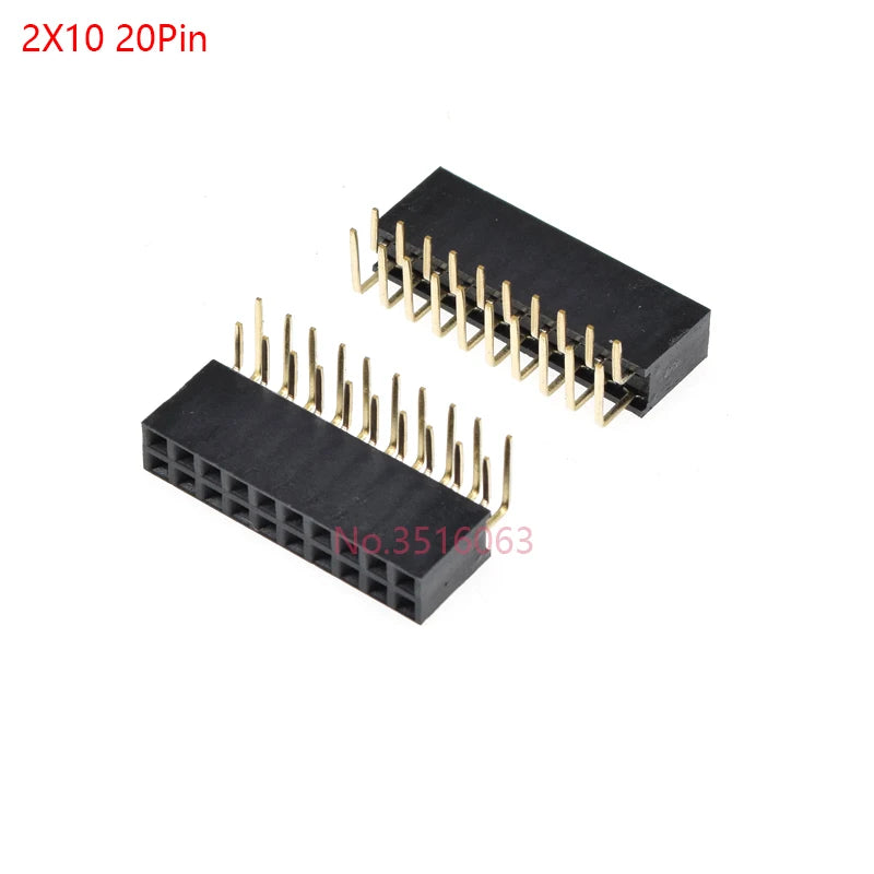 10Pcs 2*2/3/4/5/6/8/20/40 Pin Double Row Right Angle Female Pin Header 2.54mm Pitch Strip Connector Socket 2x3p/4p/6p/8p/20p/40p