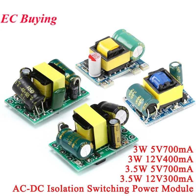 10Pcs/1pc AC-DC 5V 700mA 12V 300mA 3W 3.5W Isolated Switch Power Supply Module Buck Converter Step Down Board 220V Turn 5V/12V