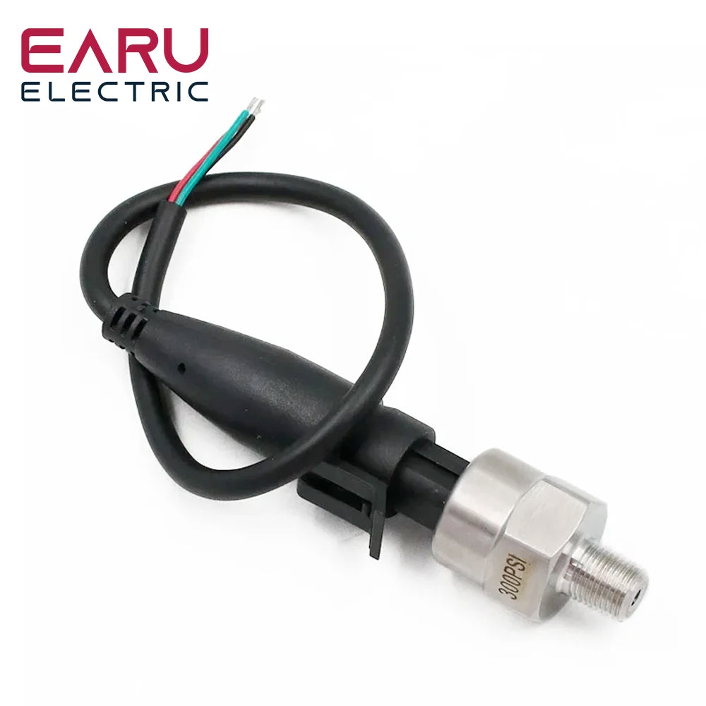 DC 5V 1/8NPT Pressure Transducer Transmitter Sensor Stainless Steel Oil Air Water 30/100/150/200/300/500 PSI
