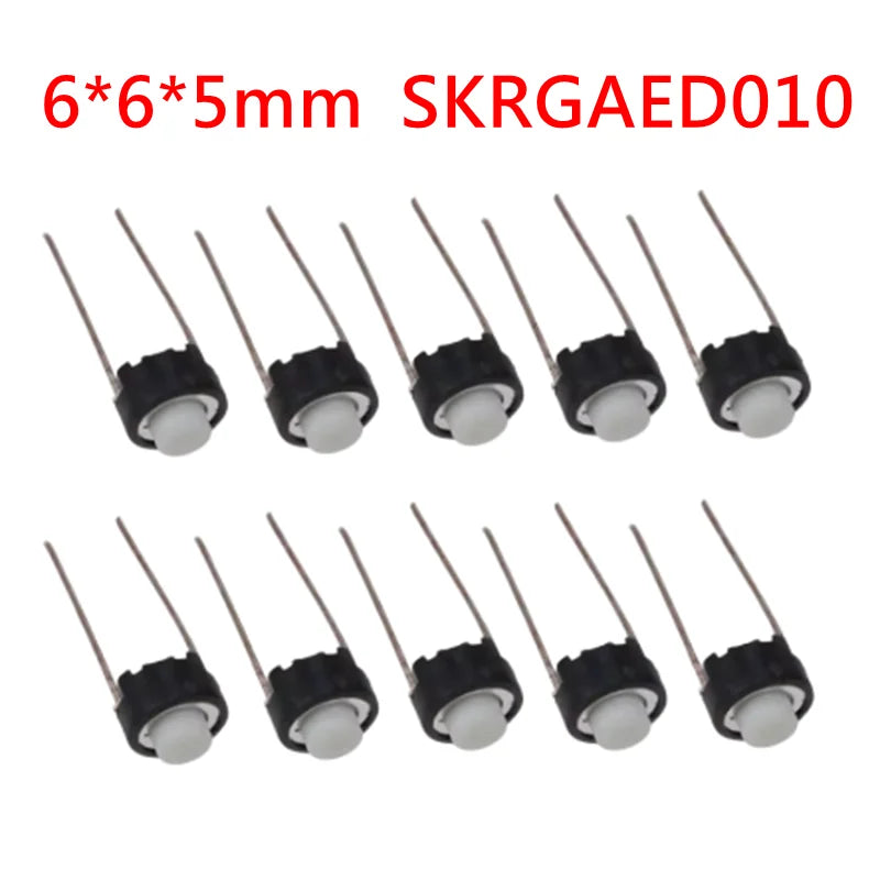 10/20/50/100PCS SKRGAED010 ALPS Tact Switch 6*6*5 White Black Touch Switch 6*6*5mm DIP Tactile Push Button Micro Switch