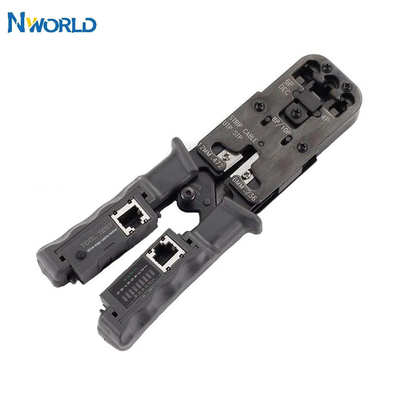 2 in 1 RJ45 Network LAN Cable Crimper Pliers Internet Tool Cable Tester Cable Pliers Set for Network RJ45 Tester Stripper