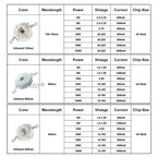 Infrared High Power LED Chips IR 850nm 940nm 730nm 3W 5W10W20W50W 100W Emitter COB integrated Light Lamp Matrix for Night Vision