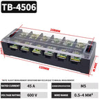 TB1503 TB2503 TB4512 Screw Terminal Block Barrier Strip 15A 25A 45A Wire Connector with Flame Retardant PC Cover for DIN Rail