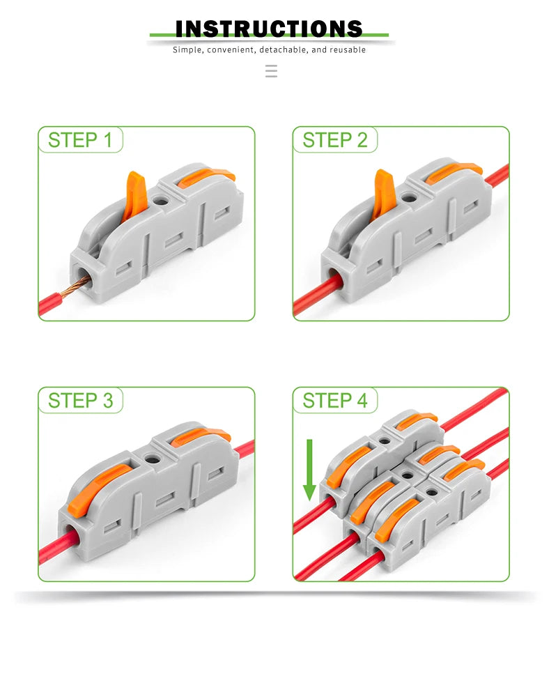 Boxed 34PCS Lever Quick Home Wire Connectors Terminals Conductor Spliceable Butt Wiring Block Reusable Electrical Connectors