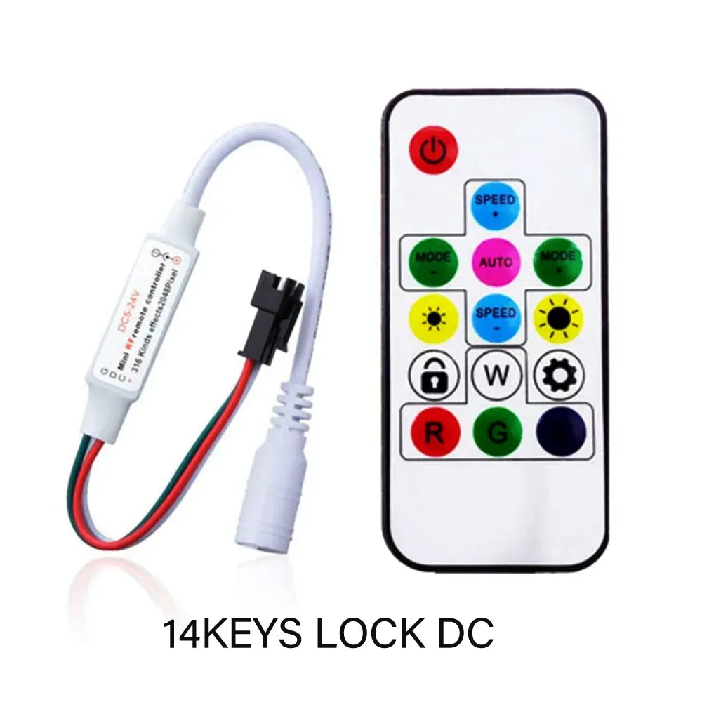 WS2811 WS2812B WS2813 WS2815 LED Pixels Strip Light Controller 3/4PIN USB/DC RF 14/17/21Keys LED Tape Remote Controller DC5-24V