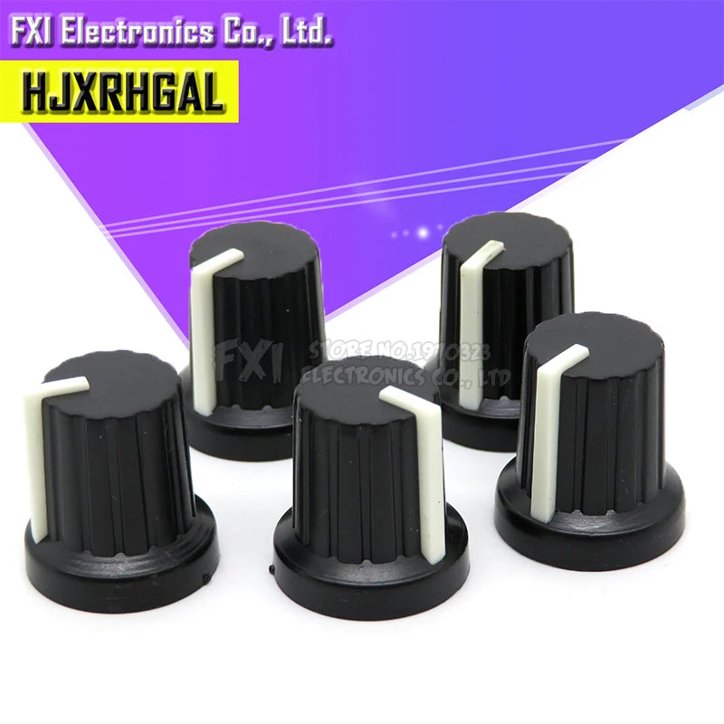 100Pcs Hot Sale 6mm Shaft Hole Dia Plastic Threaded Knurled Potentiometer Knobs Caps wh148