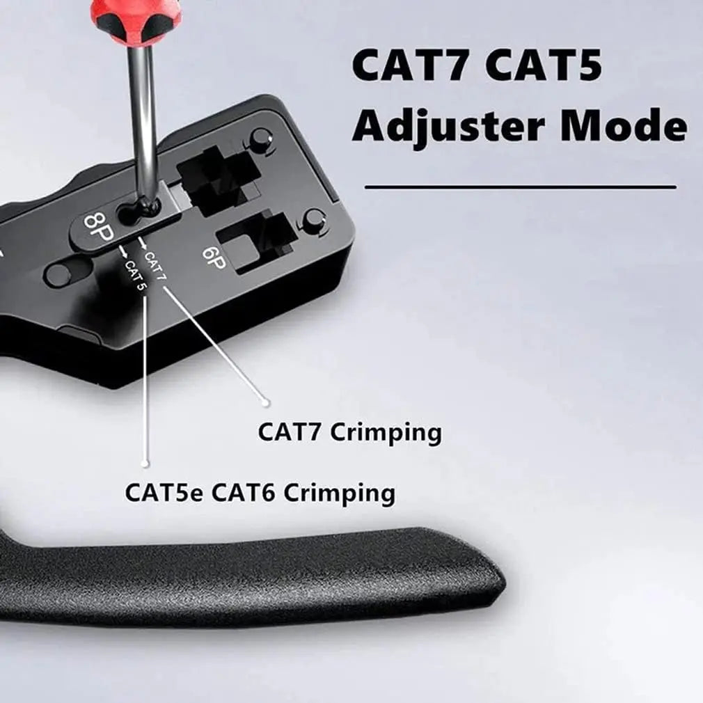 RJ45 Crimp Plier Pass Through Crimper Stripper Cutter for Cat7 Cat6 Cat5e 8P Modular Connector Ethernet All-in-one Wire Tool