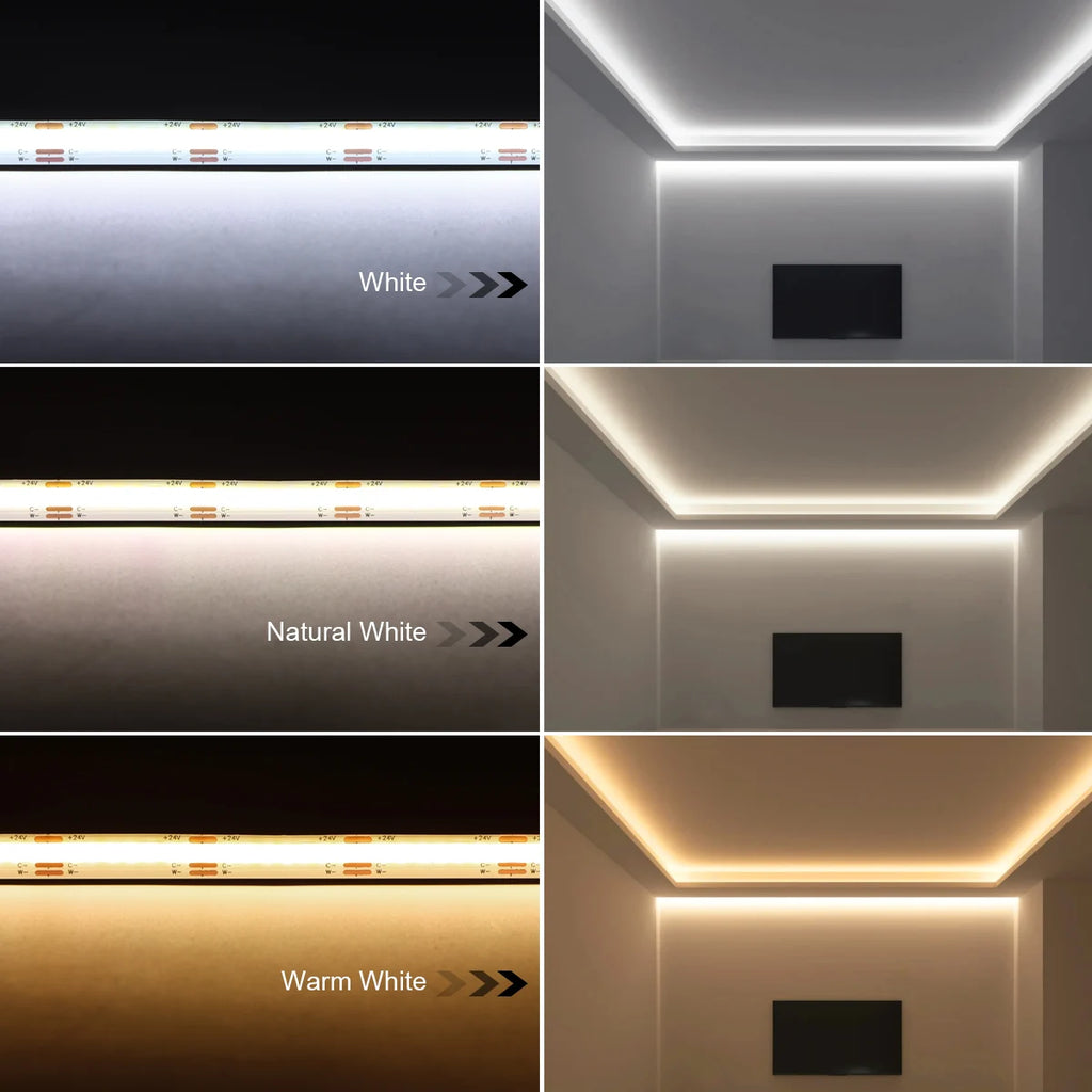 CCT 2700K-6500K Changeable Lamp Tuya Smart Home COB LED Strip Alexa Light Linear LED Tape With Dimmable WiFi LED Dimmer Switch