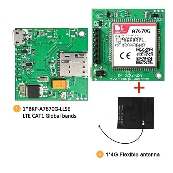 1pc New Push Nano SIM 4G CAT1 A7670G Breakout Development Kits for Global Bands