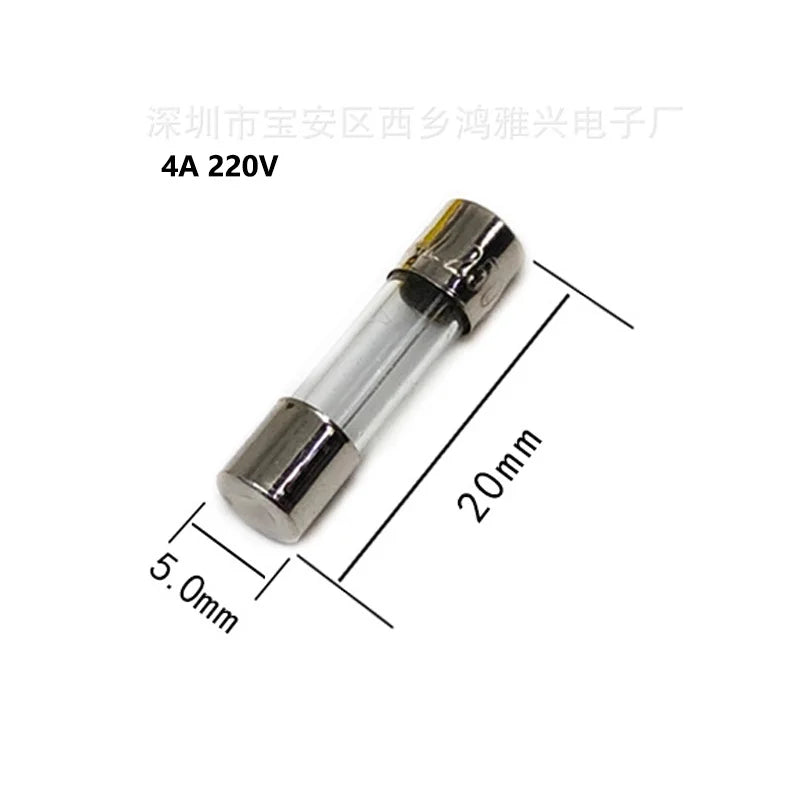 50pcs 5x20mm 4A Medium Blow Fuse 220V Mains, Time-Delay Overcurrent Protection Fuse Compatible with IEC Power Inlet