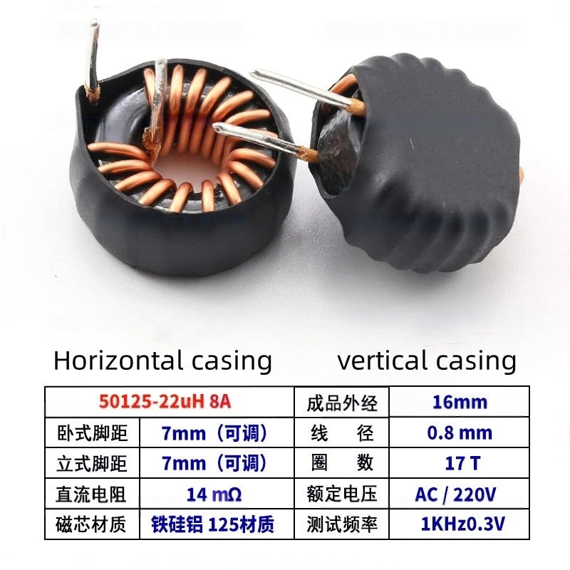 5pcs Ferrosilicon Aluminum Magnetic Ring Inductor 50125-33uh47uh100uh In-line Ring High Current Energy Storage Inductor Coil