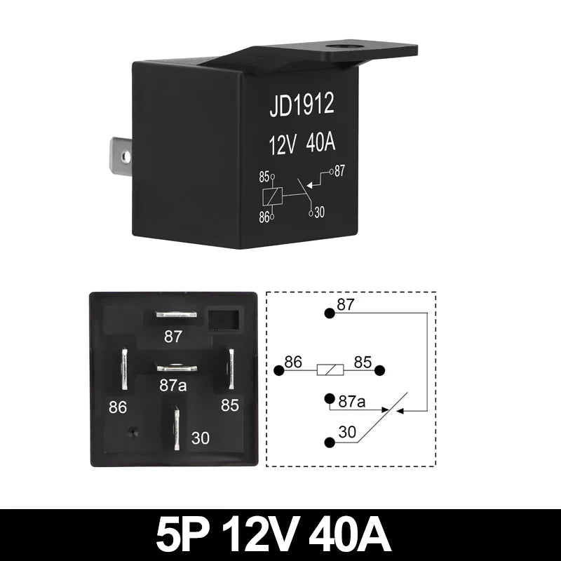 JD1914 40A 12V/24V SPDT Waterproof Car Relay, 4/5 Pin Auto Switch Starter Kit for Car Boat Tractor Truck Motorcycle