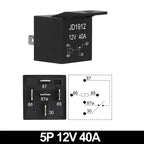 JD1914 40A 12V/24V SPDT Waterproof Car Relay, 4/5 Pin Auto Switch Starter Kit for Car Boat Tractor Truck Motorcycle