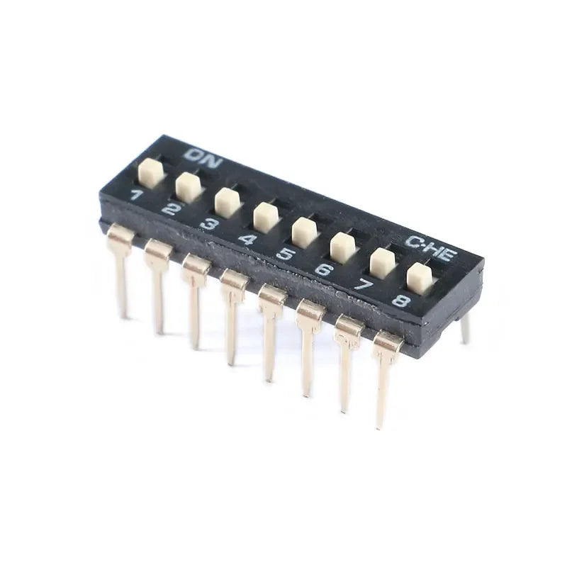 Slide Type SMT SMD Dip Switch Toggle 2.54mm 2Row 4Pin 2 Position/8 Pin 4 Position/16Pin 8 Position Black Switch Gold Plated Pin