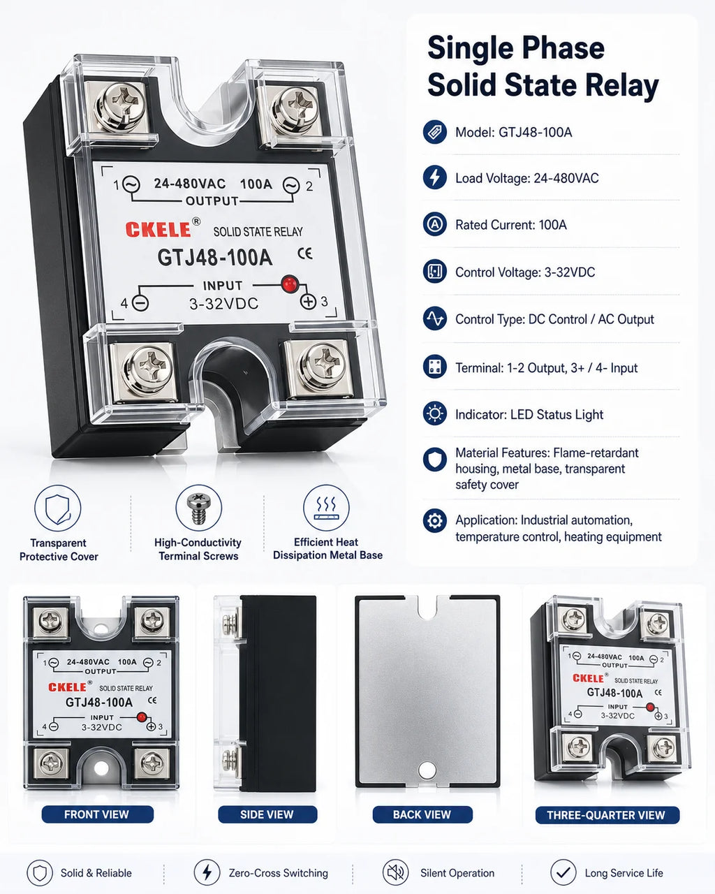 Solid State Relay DC to AC AC to AC DC to DC Zero-crossing SSR 10A25A40A50A60A80A100A