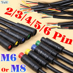 1-12set M8 M6 Core 2/3/4/5/6Pin Male Female Julet Electric Ebike Butt Plug Connector Cable Signal Sensor Waterproof Scooter Wire