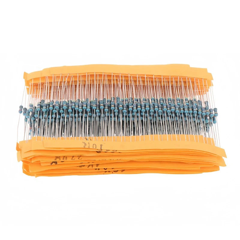 600pcs 1% Resistor Set Resistance 1/4W Metal Film Resistors Kit 10Ohm ~1M Ohm 30Values Electronic Components Kit