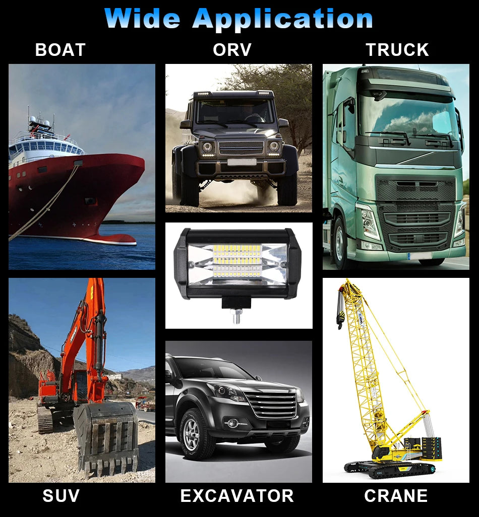 Car Work Light LED Offroad 4x4 Spotlights Fog Lamp Diode Headlight SUV ATV Tractor Boat Trucks Excavator Light Bar 12V 24V