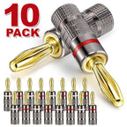 1-10PCS Dual Screw Locking 4MM Banana Plugs 24KGold Plated Copper OFC Speaker Connector for HIFI Audio System Terminal Adapter