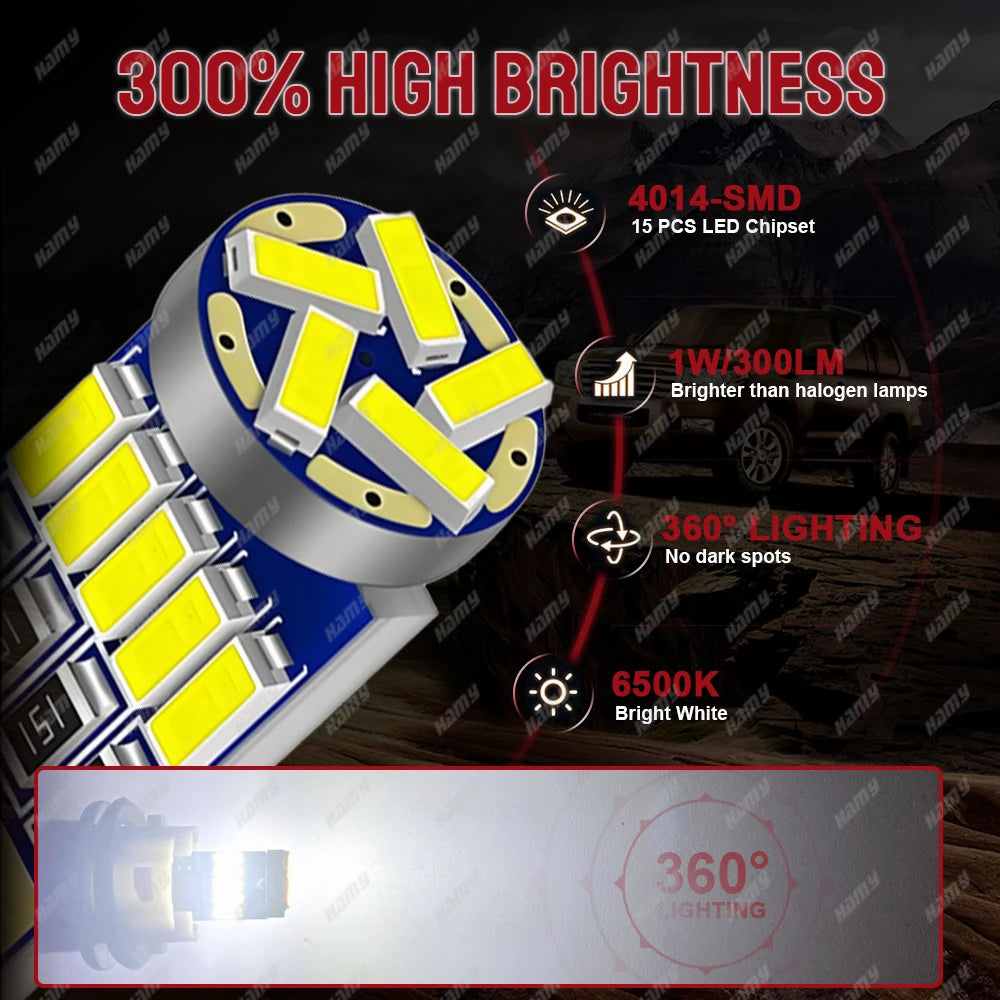 10/20/40 PCS CANBUS T10 W5W LED Bulb For Car Interior Dome Door Maps Trunk License Plate Lights 12V 4014-45SMD 6500K White 300LM