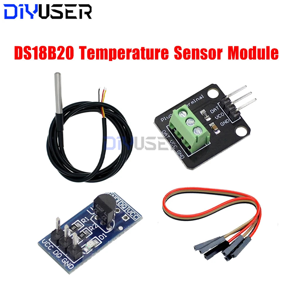 DS18B20 Temperature Sensor Waterproof Probe 100cm Cable, -55°C to +125°C, Stainless Steel
