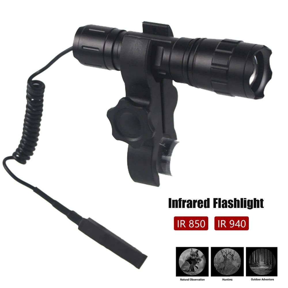 10Watt 850nm-940nm IR Flashlight 200 yard Zoomable Focus LED Infrared Radiation Lamp Night Vision Torch 21700 Hunting Lantern
