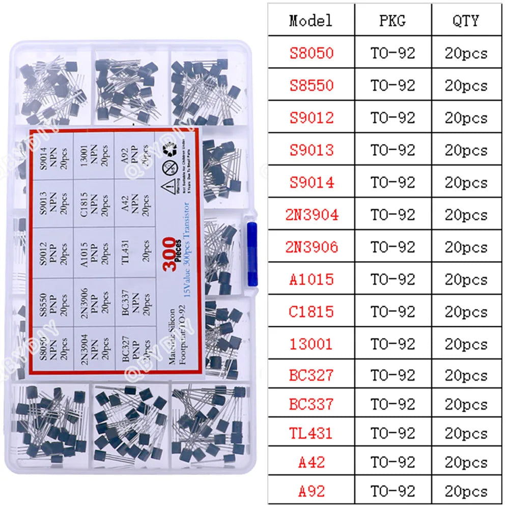 DIP SMD Mosfet Triode Thyristor PNP NPN Voltage Regulator Chip Transistor Assortment Kit SOT-23 TO-92 TO-126 TO-220 DIY Mix Set