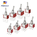 Vertical Right Angle 2/3/10A 125/250V AV 3/6Pins 2/3Position SPDT PCB Mount Toggle Switch ON-OFF-ON Rocker Switche ON-ON