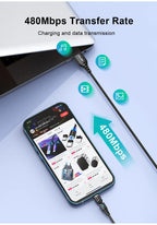 USLION 540 Rotate 5A Magnetic Cable Fast Charging Type C Cable Micro USB Magnet Charge Phone Data Line Wire For iphone 15 Xiaomi
