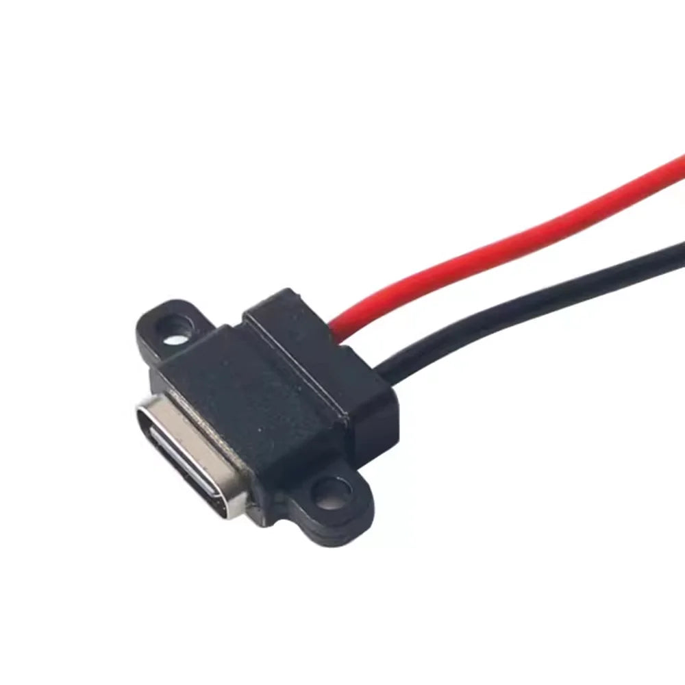 2/5/10pcs USB-C High Current Charging Socket With Rubber Ring 2Pin 4Pin Straight ear Side Ear Type C Waterproof Female Connector