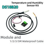 DS18B20 Temperature Sensor Module Kit Waterproof 1M 1-5M Digital Sensor Cable Stainless Steel Probe Terminal Adapter for Arduino