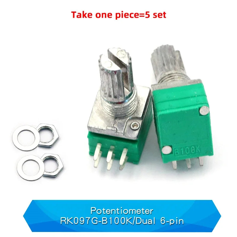 5PCS RK097NS G Single Double Potentiometer B5K/10K/20K/50K/100K Power Discharge Bit Speaker Audio