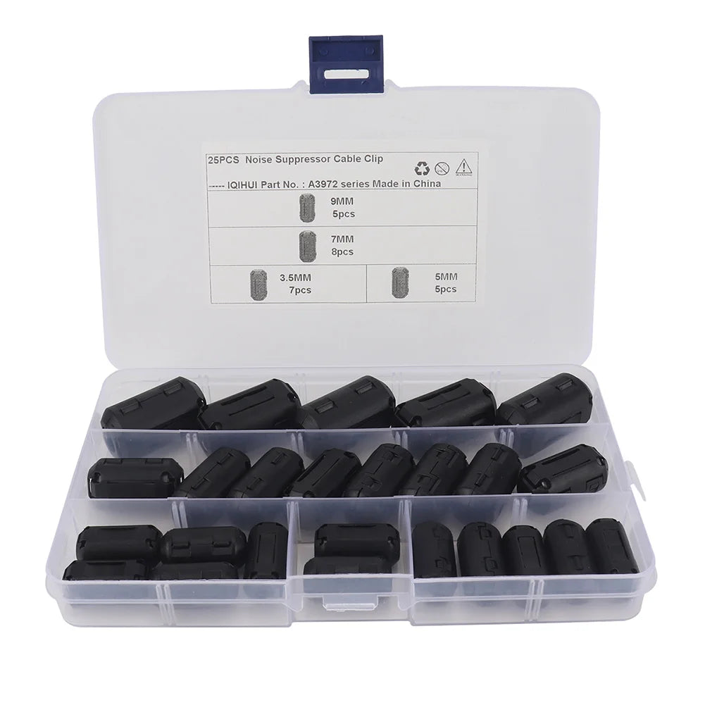 50/20Pcs Small Clamp Ferrite Core Cord Ring Choke Bead RFI EMI Noise Suppressor Filter Clip On Ferrite Cable Connector Clamp Kit